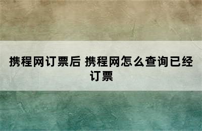 携程网订票后 携程网怎么查询已经订票